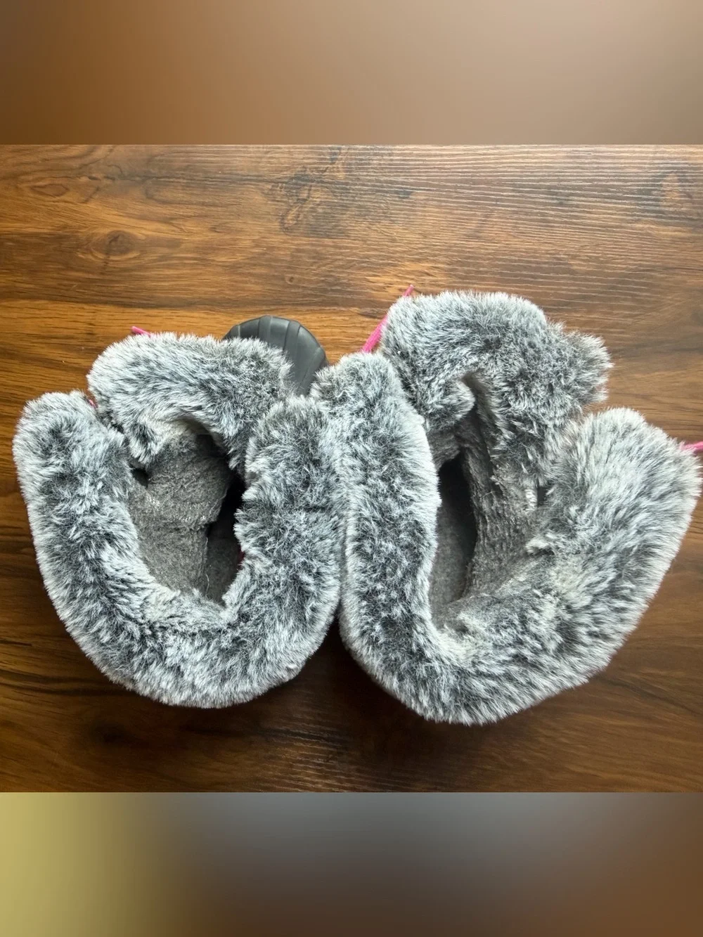 London Fog Toddler 11 Pink and Gray Faux Fur Snow Boots